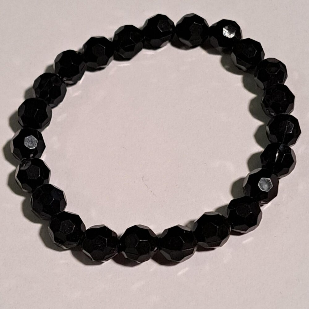 black plastic beaded bracelet